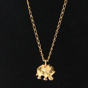 Vintage Avon Elephant Pendant Gold Tone 28" Chain